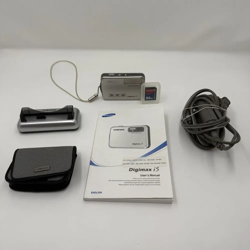 Samsung Digimax i5 Digital Camera 5MP With Cradle Charger Manual Card